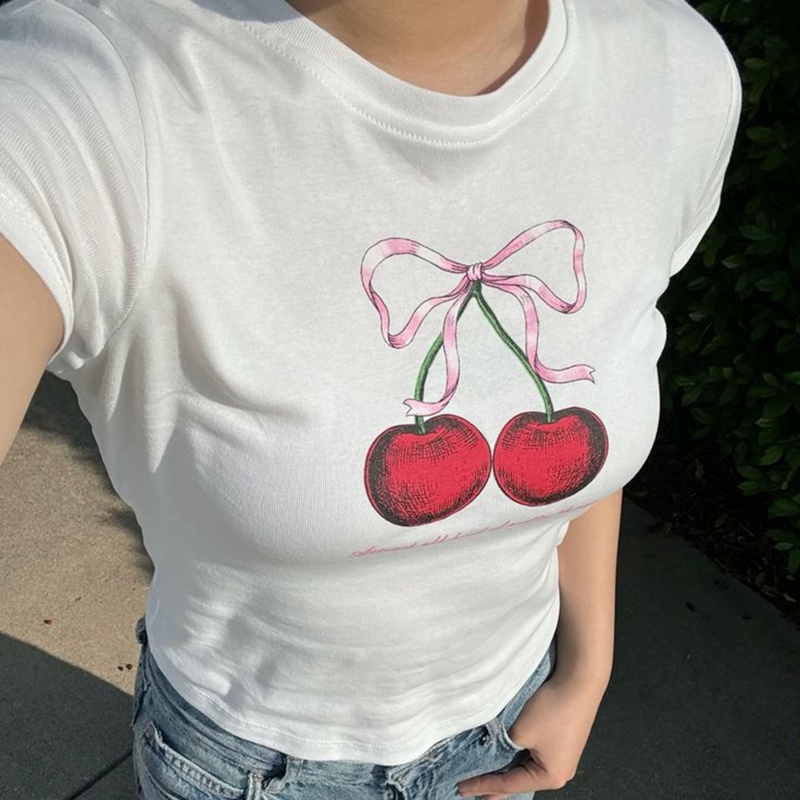 Y2K Graphic Baby Tee Crop - Women y2k Crop Tops Summer Clothes