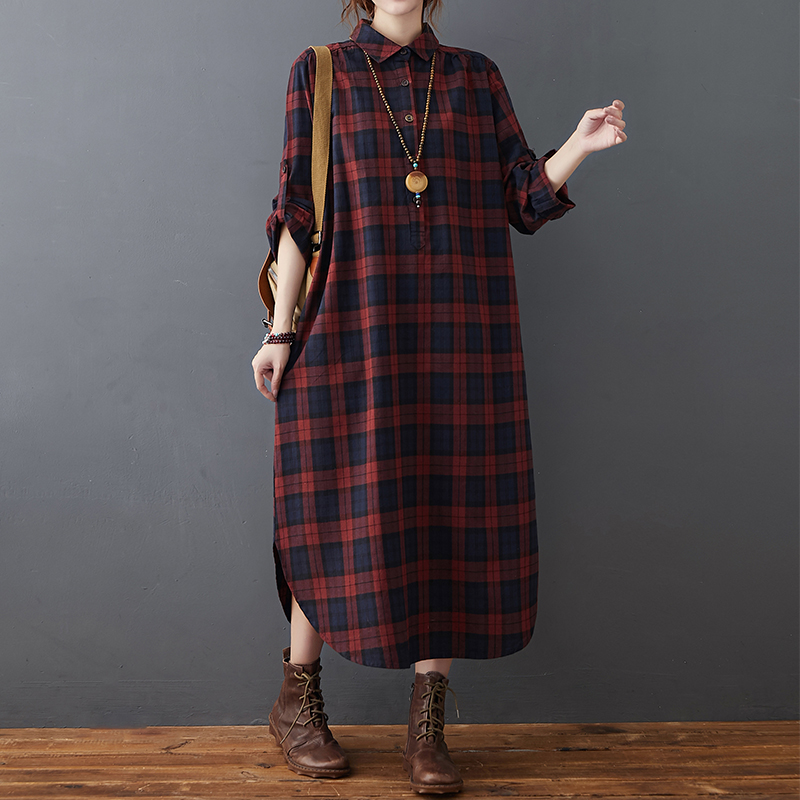 Casual Loose Linen Shirt Dress - Cotton Linen Dress Women's Autumn New
