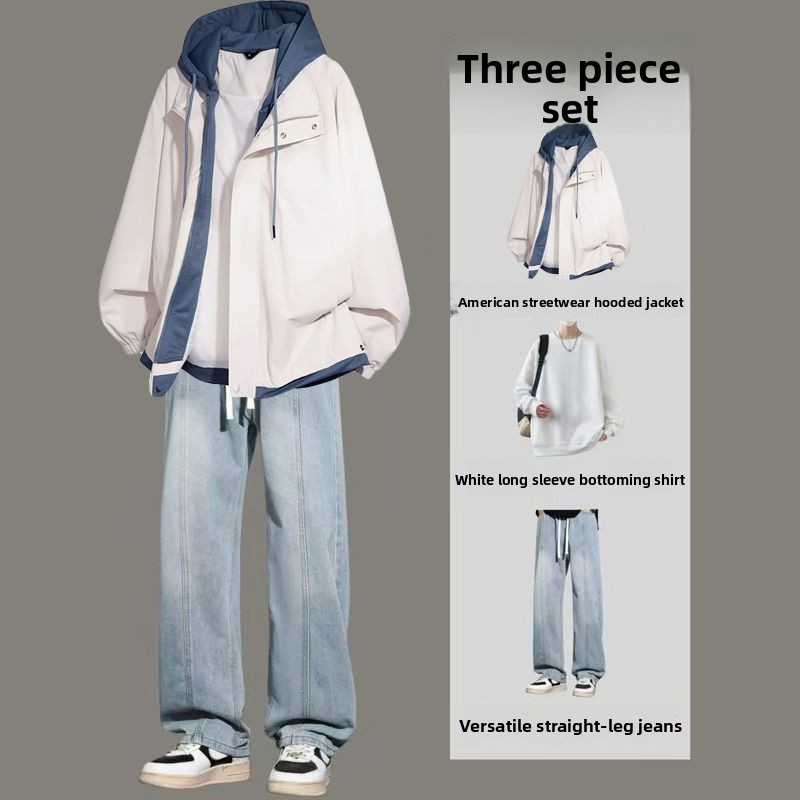 Jeans - Men American High Street Hooded Fake