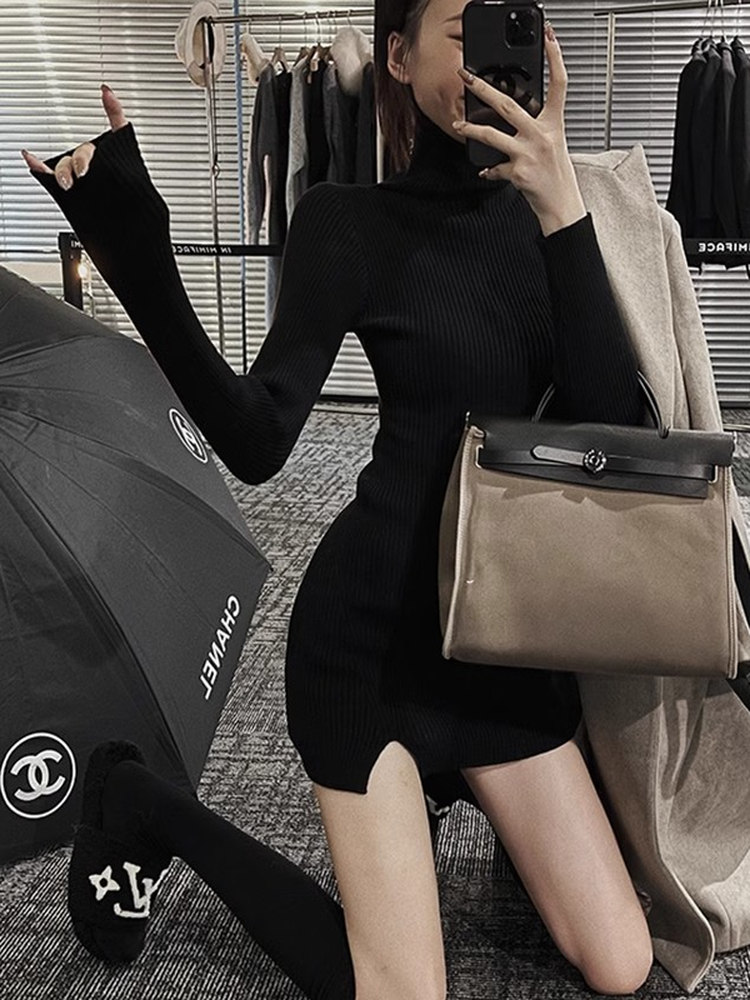 Women Bodycon Mini Knit Dress  - Bodycon Long Sleeve Ribbed Dress review and price
