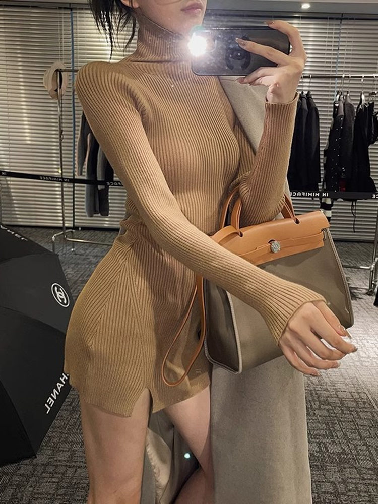 Women Bodycon Mini Knit Dress  - Bodycon Long Sleeve Ribbed Dress review and price