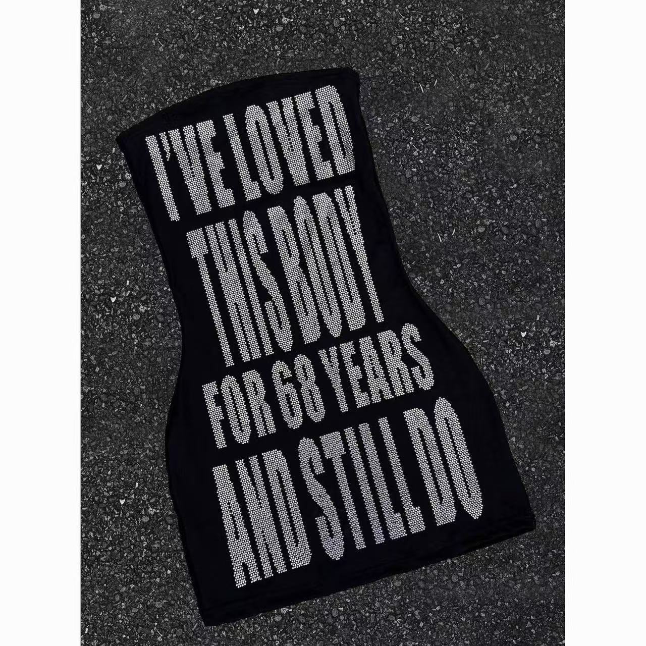 Sparkly Rhinestone Slogan Tube - Sparkly Rhinestone Club Party Dress review and price