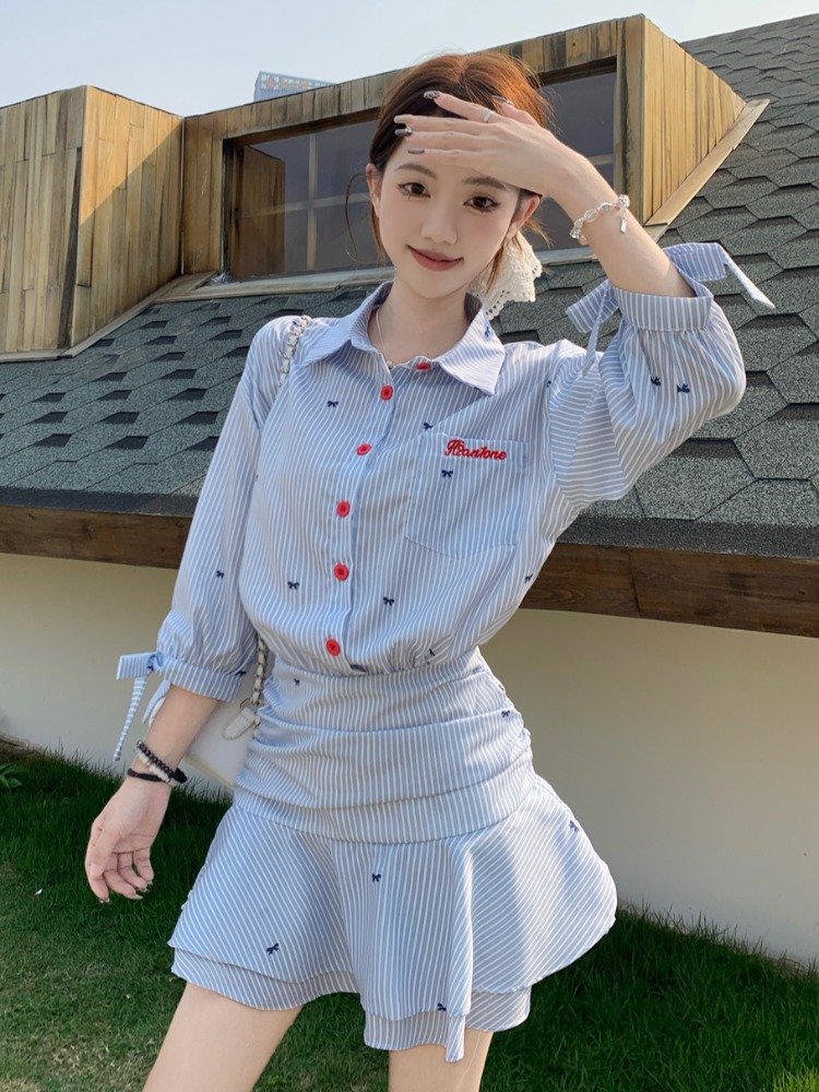 Korean Style Casual Striped Sh - Korean Style A Line Shirt Dress review and price