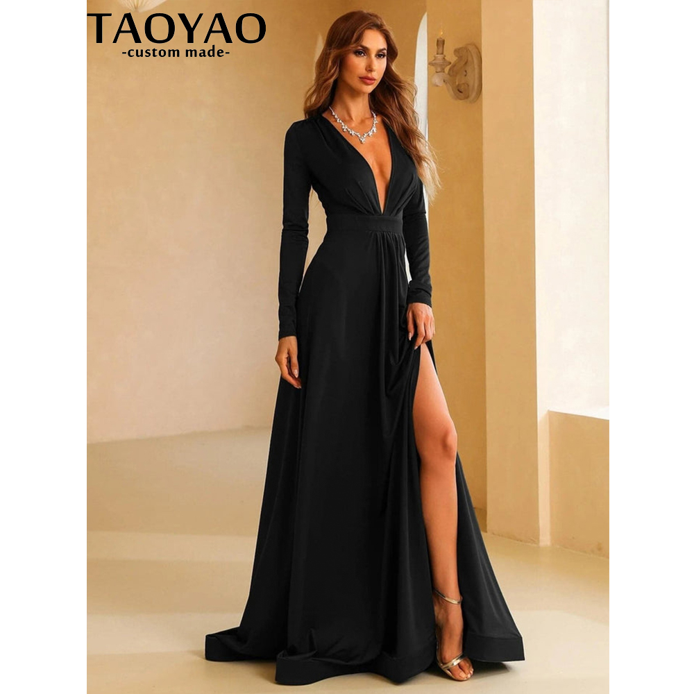TaoYao Women Evening Dresses C - Elegant Satin Evening Gown Split review and price