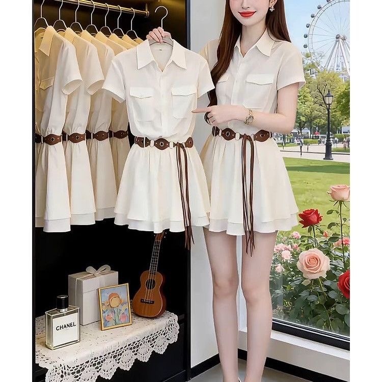 Korean Style Short Sleeve Shir - Korean Style A Line Shirt Dress review and price