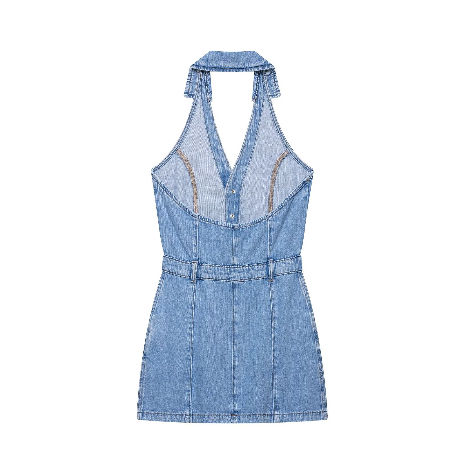 Y2K Halter Denim Mini Dress Wo - Y2K Backless Halter Mini Dress review and price