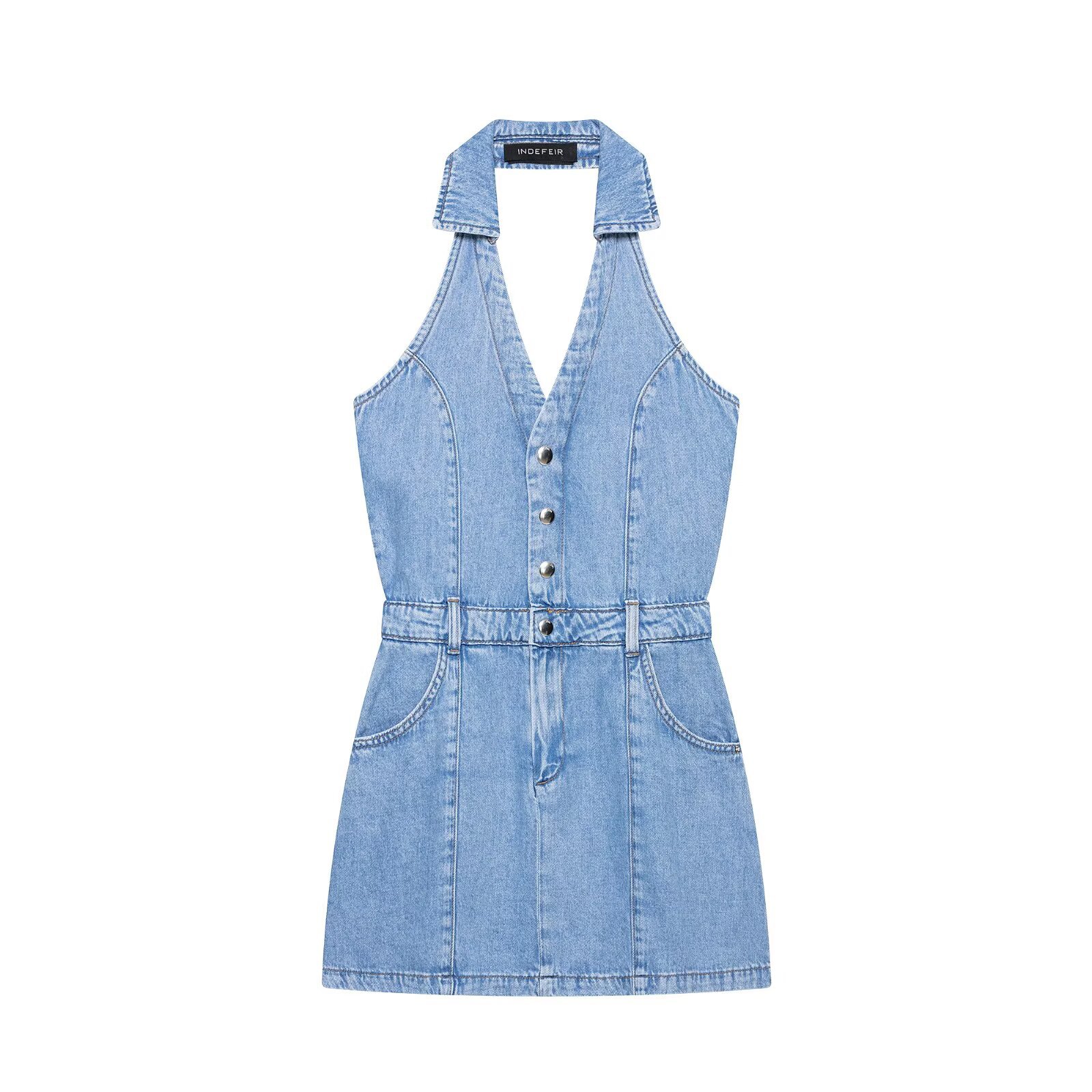Y2K Halter Denim Mini Dress Wo - Y2K Backless Halter Mini Dress review and price