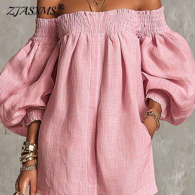 Women's Solid Off Shoulder New - Off Shoulder Puff Sleeve Sundress review and price
