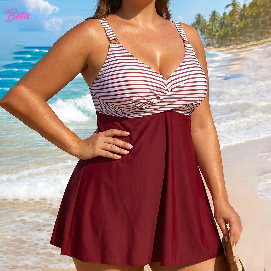 Big size color-blocked striped - Skirts review and price