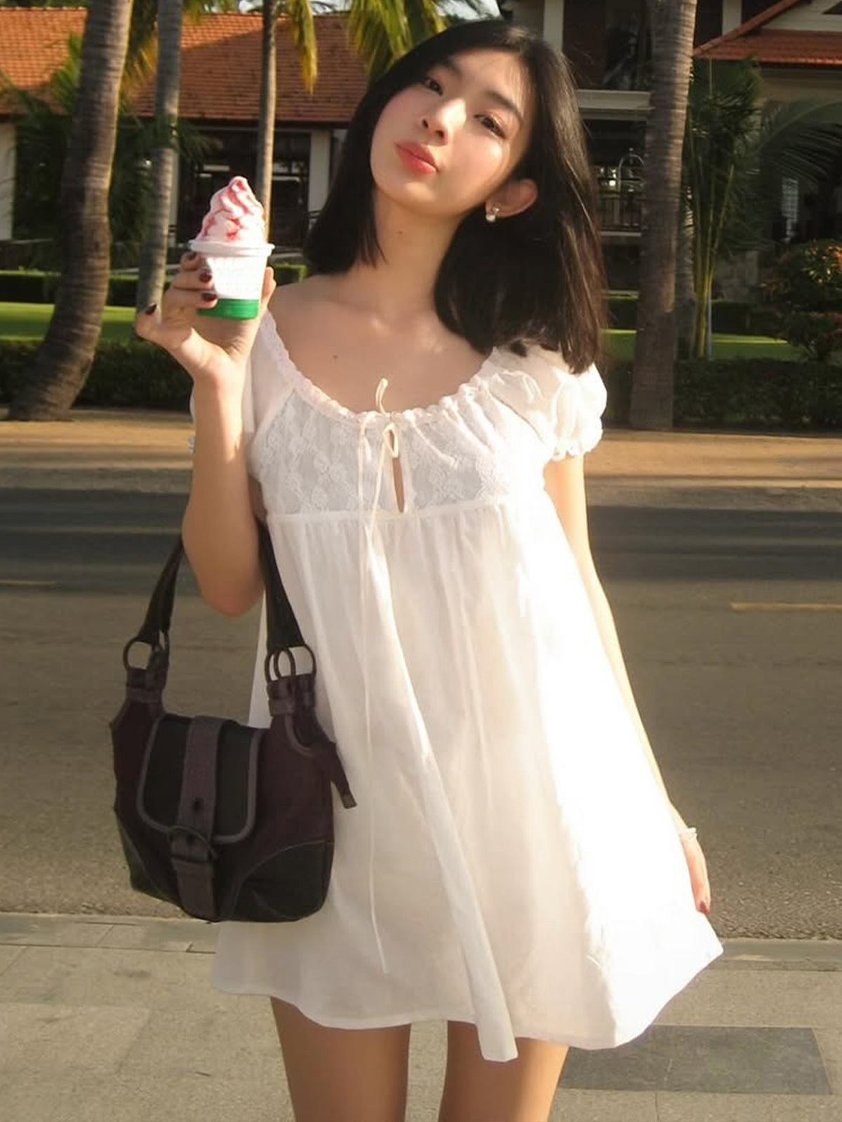 White Off Shoulder Lace Babydo - Off Shoulder Puff Sleeve Sundress review and price