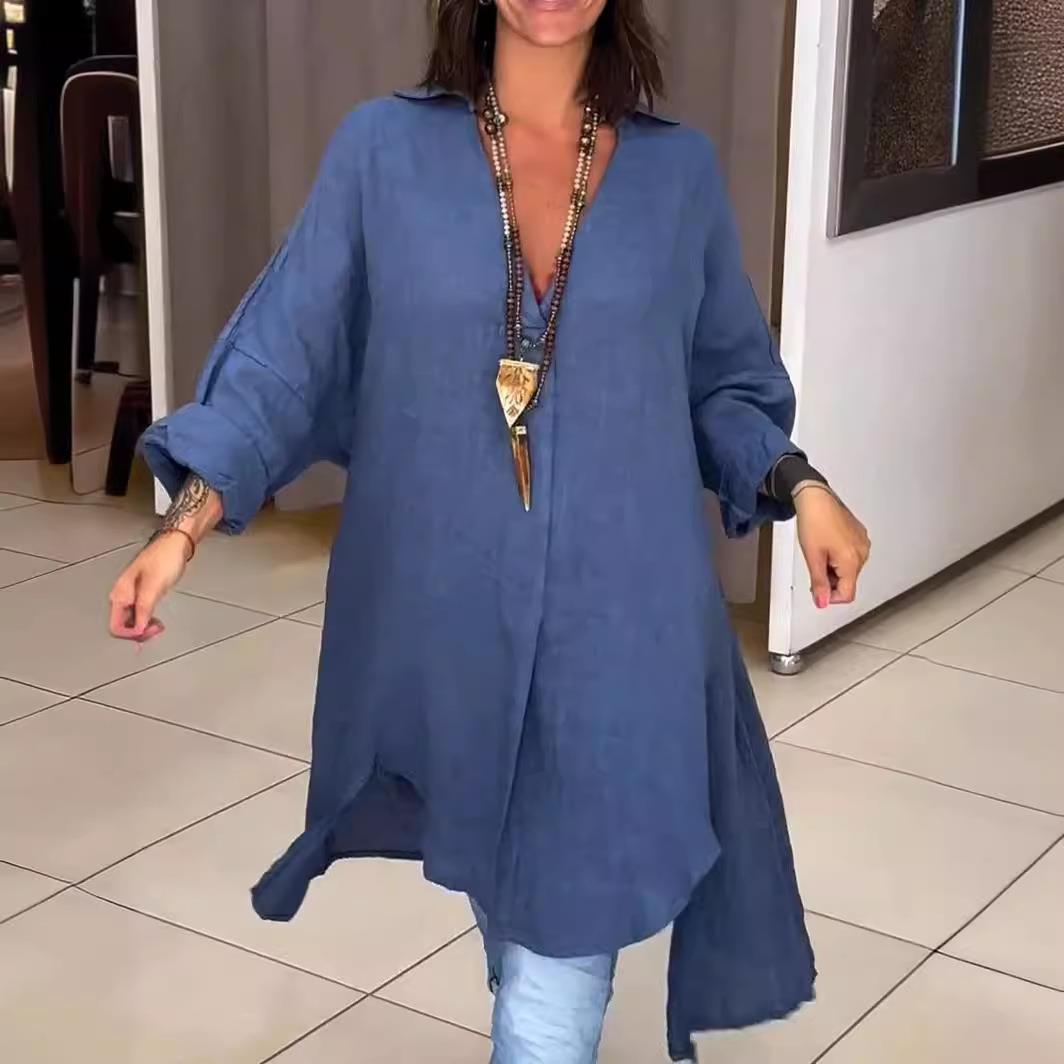 New 2024 Women's Casual Cotton - Casual Loose Linen Shirt Dress review and price