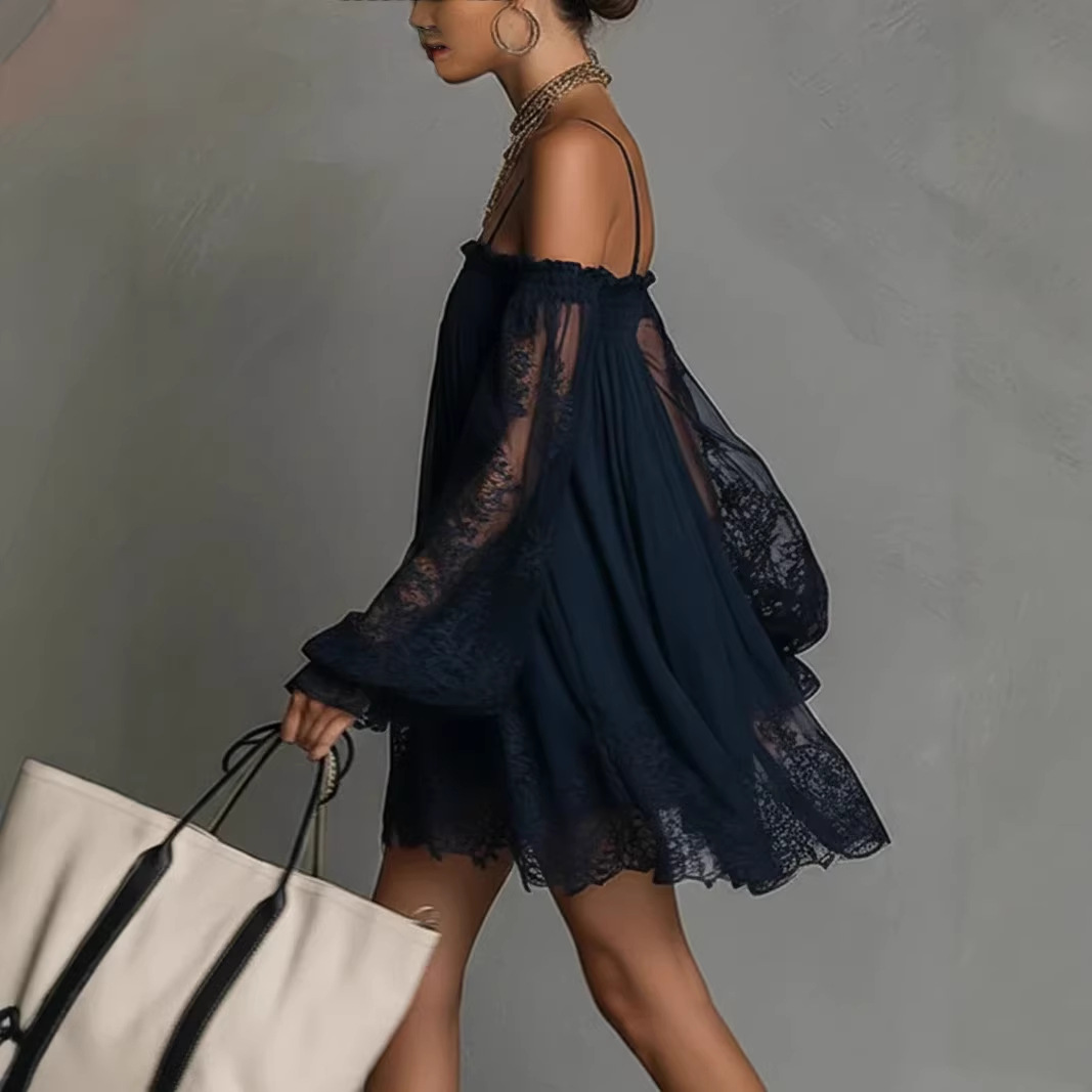 Off Shoulder Lace Mini Dress S - Off Shoulder Puff Sleeve Sundress review and price