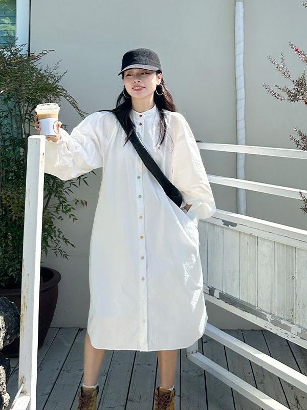 plus Size Women's Long Sleeve  - Korean Style A Line Shirt Dress review and price