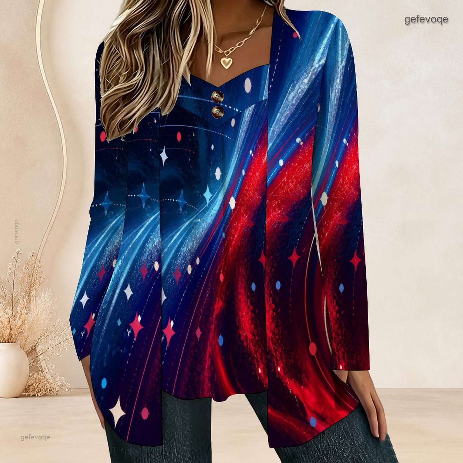 Women Fake Two Piece Long Slee - Blouses review and price