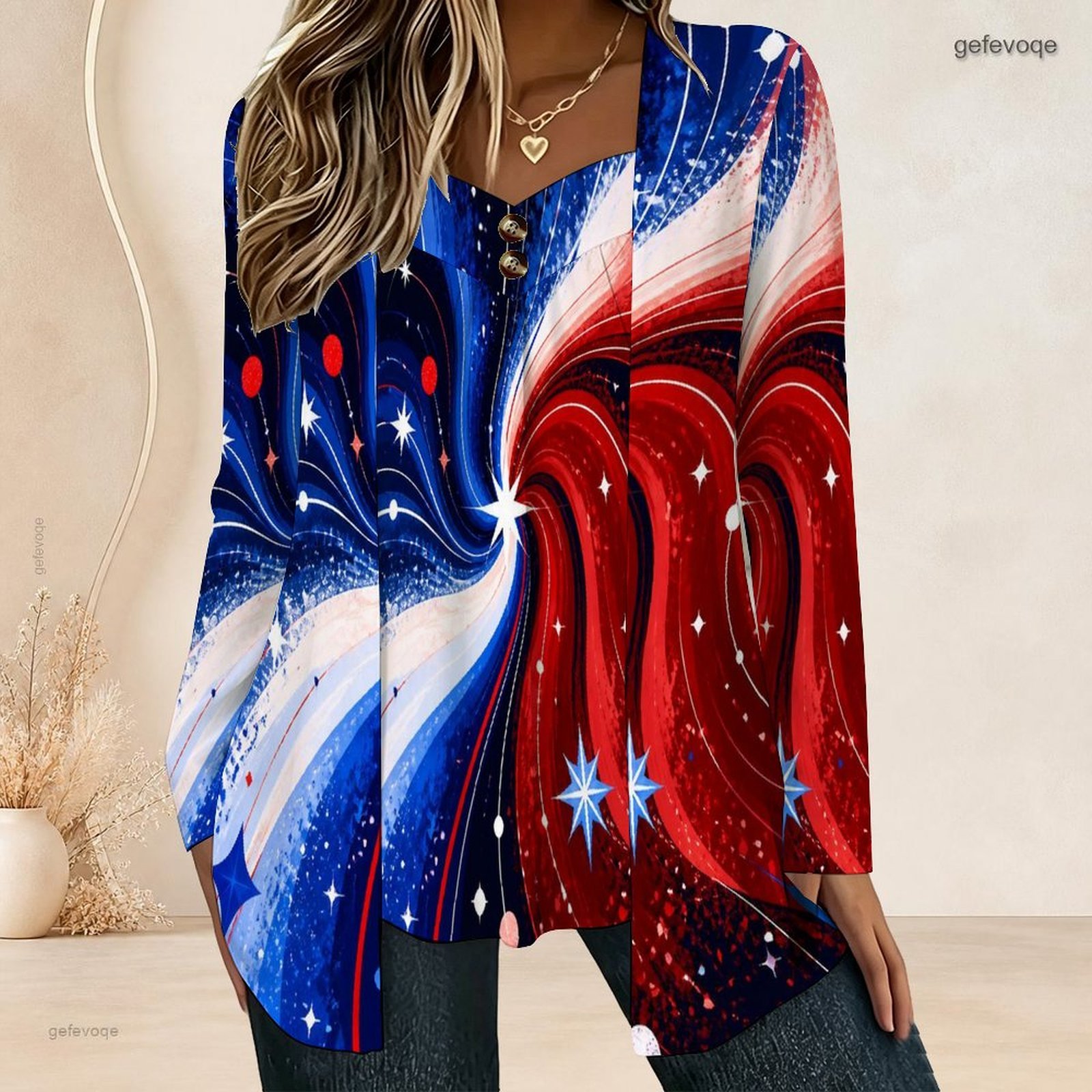 Women Fake Two Piece Long Slee - Blouses review and price