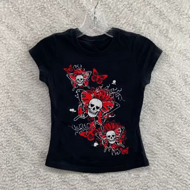 Y2k Clothes Aesthetic Black Cu - Y2K Graphic Baby Tee Crop review and price