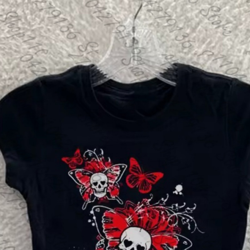 Y2k Clothes Aesthetic Black Cu - Y2K Graphic Baby Tee Crop review and price