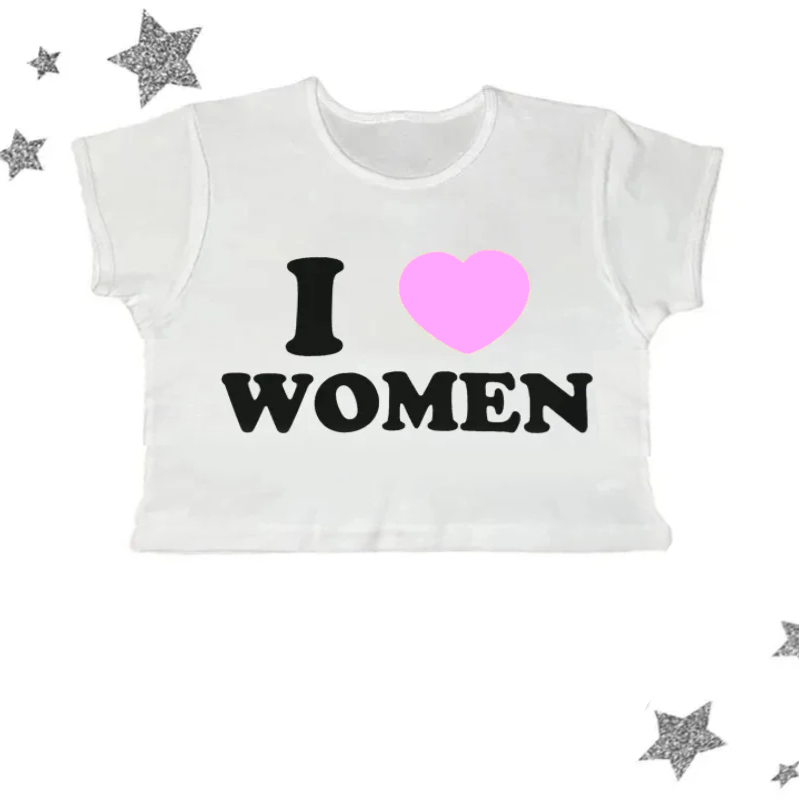 Sexy Kawayii Letter I LOVE WOM - Y2K Graphic Baby Tee Crop review and price