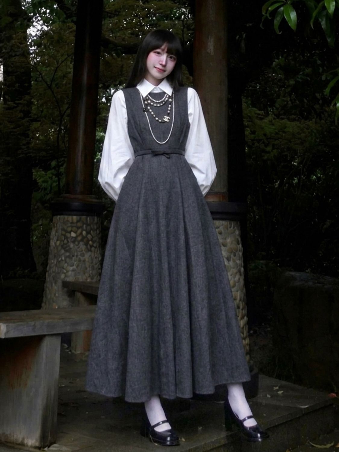 Korean Hepburn Style 2 Piece D - Korean Style A Line Shirt Dress review and price