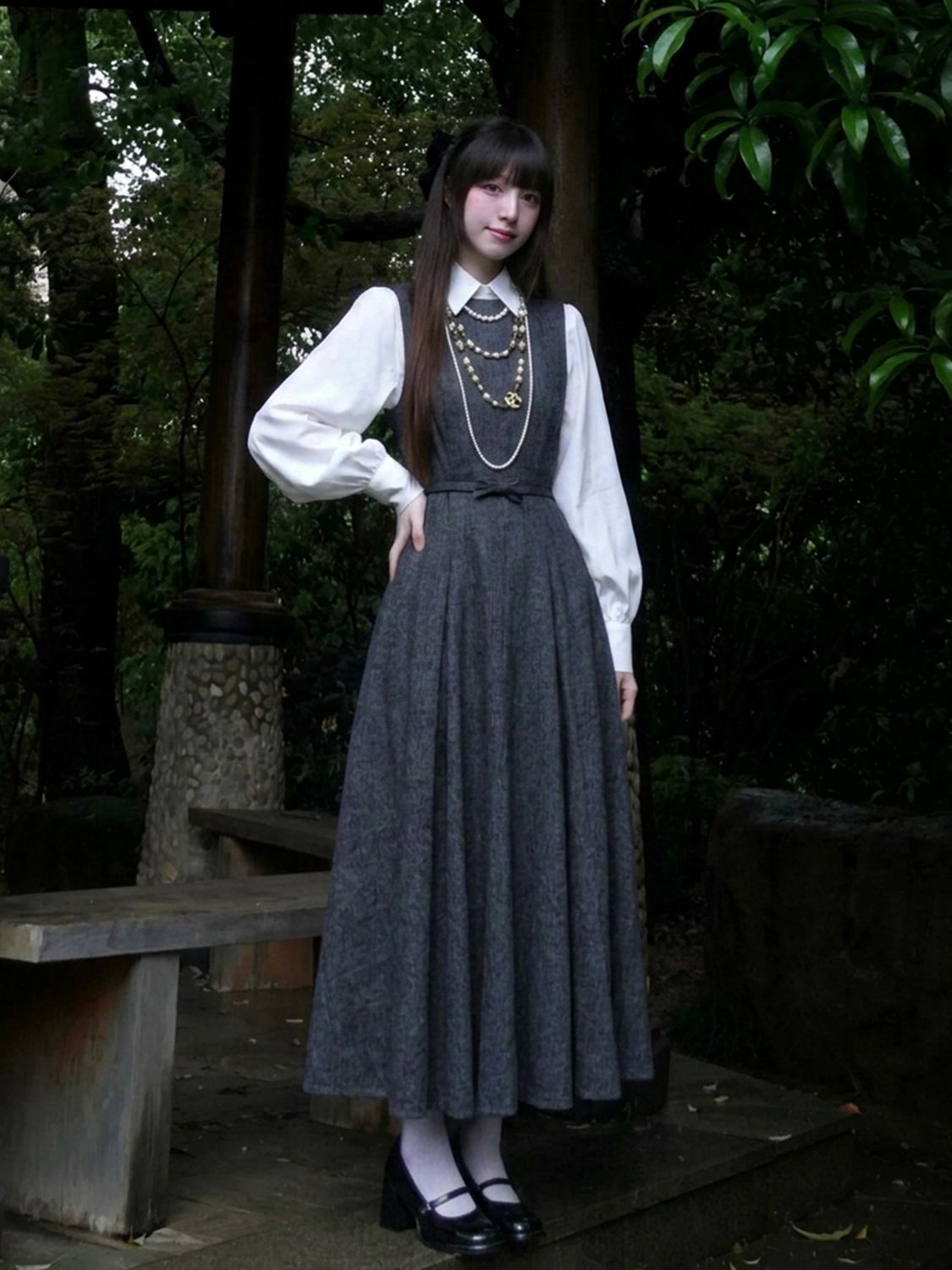 Korean Hepburn Style 2 Piece D - Korean Style A Line Shirt Dress review and price