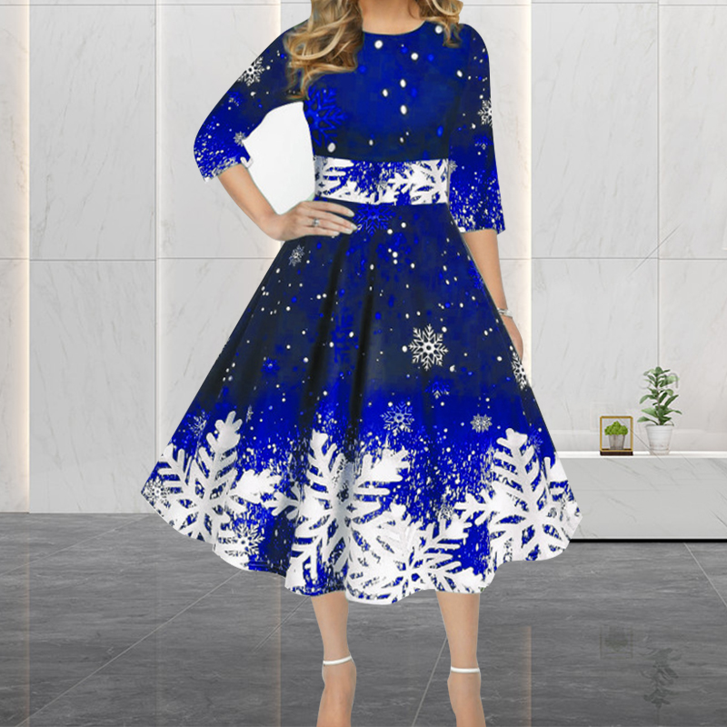 Winter Christmas Dresses Women - French Vintage Floral Midi Dress review and price