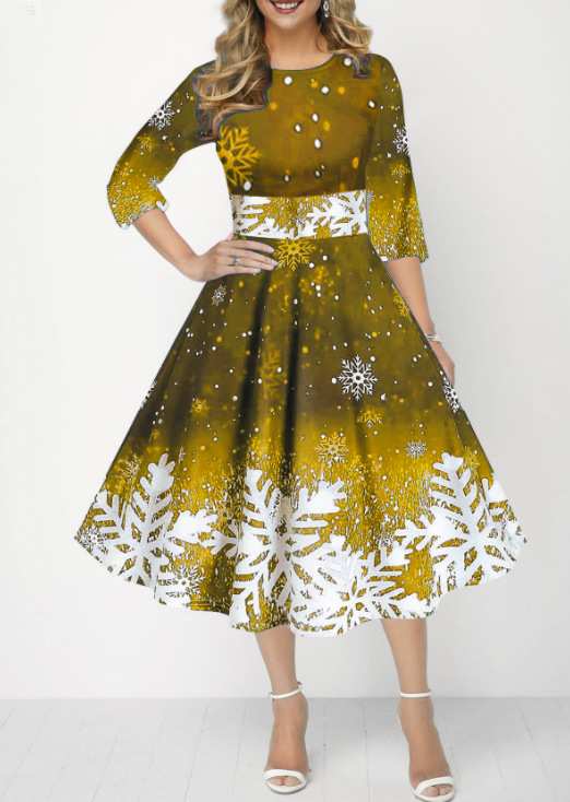 Winter Christmas Dresses Women - French Vintage Floral Midi Dress review and price