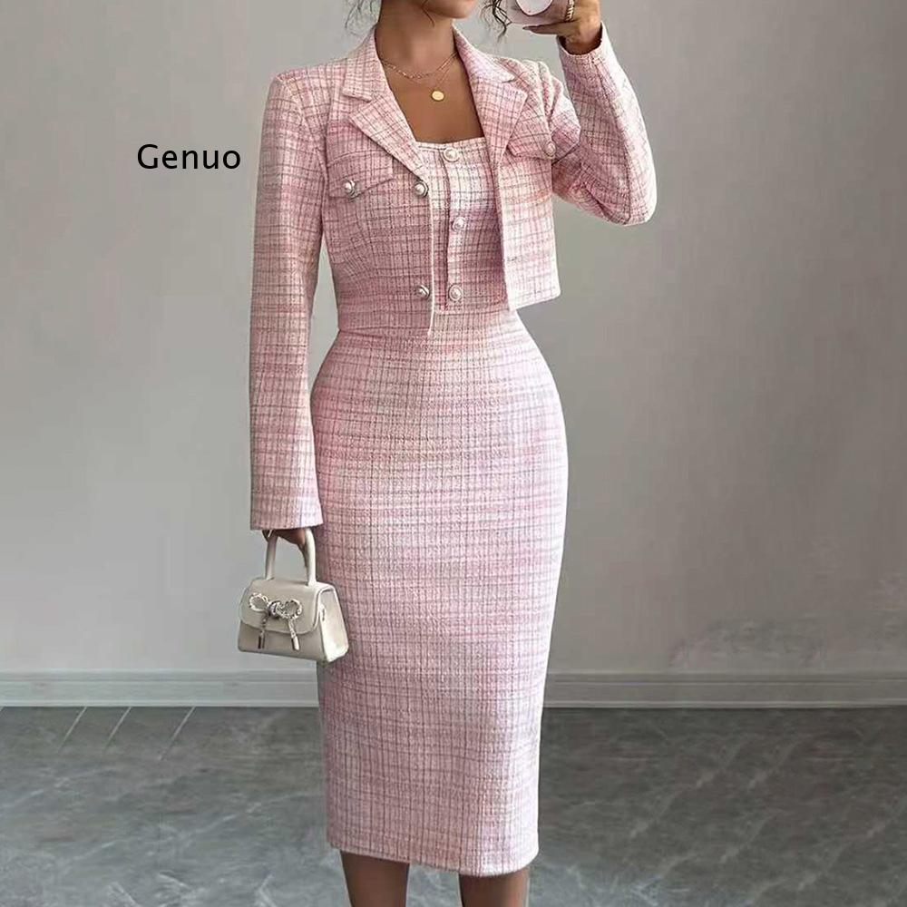 2026 New Women Elegant Tweed T - Tweed Two Piece Blazer Dress review and price