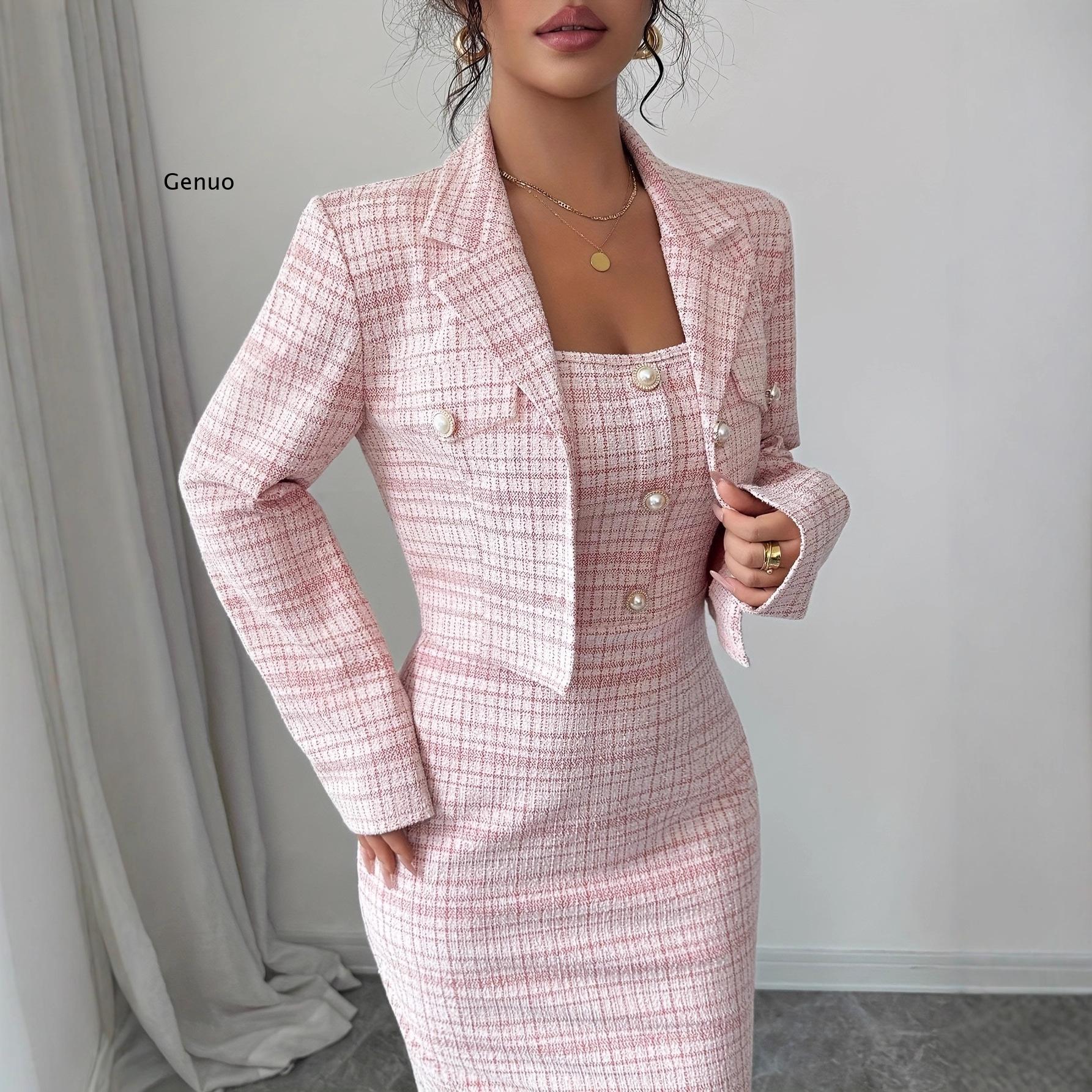 2026 New Women Elegant Tweed T - Tweed Two Piece Blazer Dress review and price