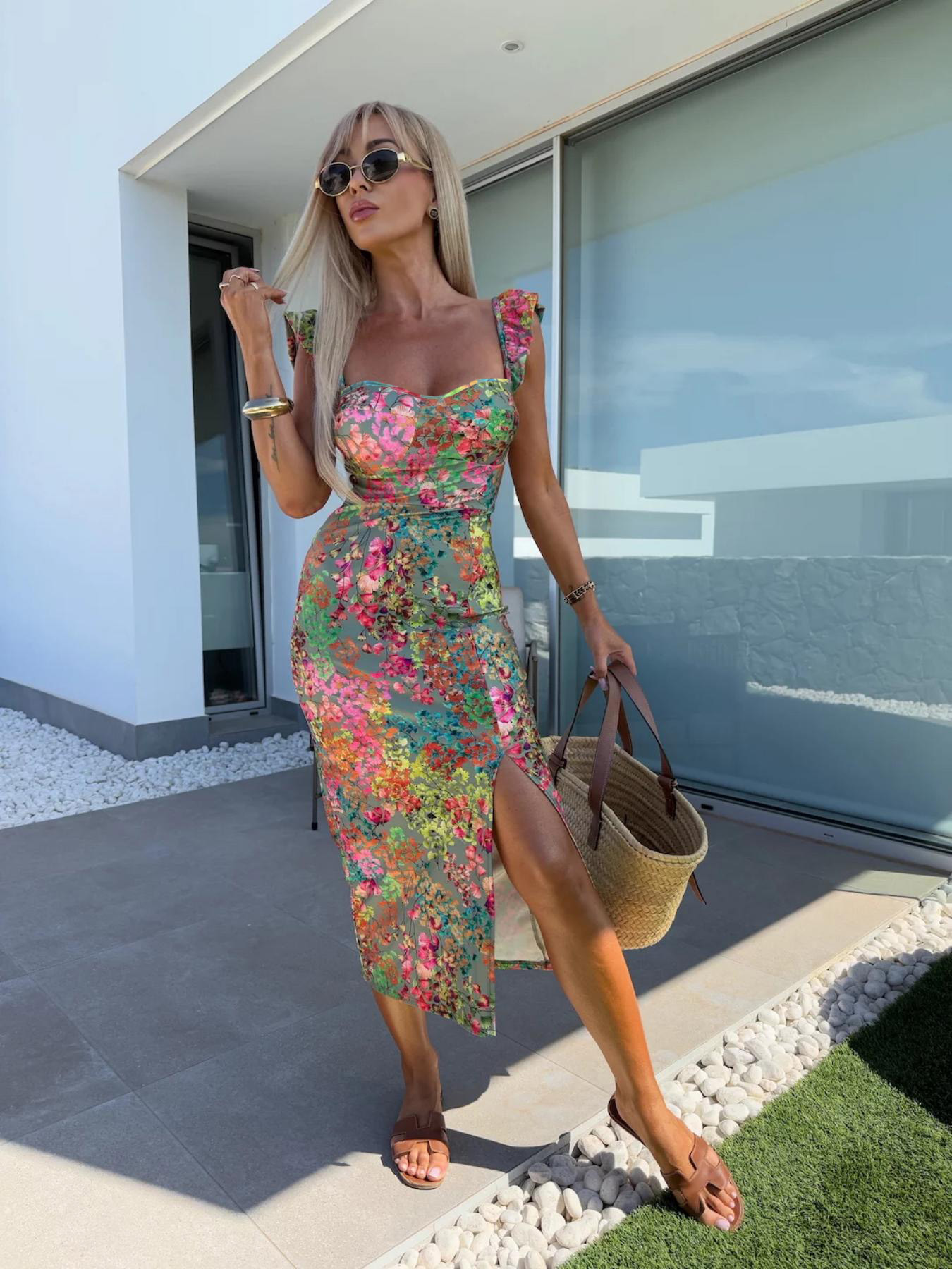 New European and American Summ - French Vintage Floral Midi Dress review and price