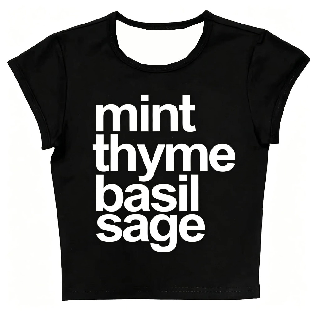 Herb Words Graphic Print Women - Y2K Graphic Baby Tee Crop review and price
