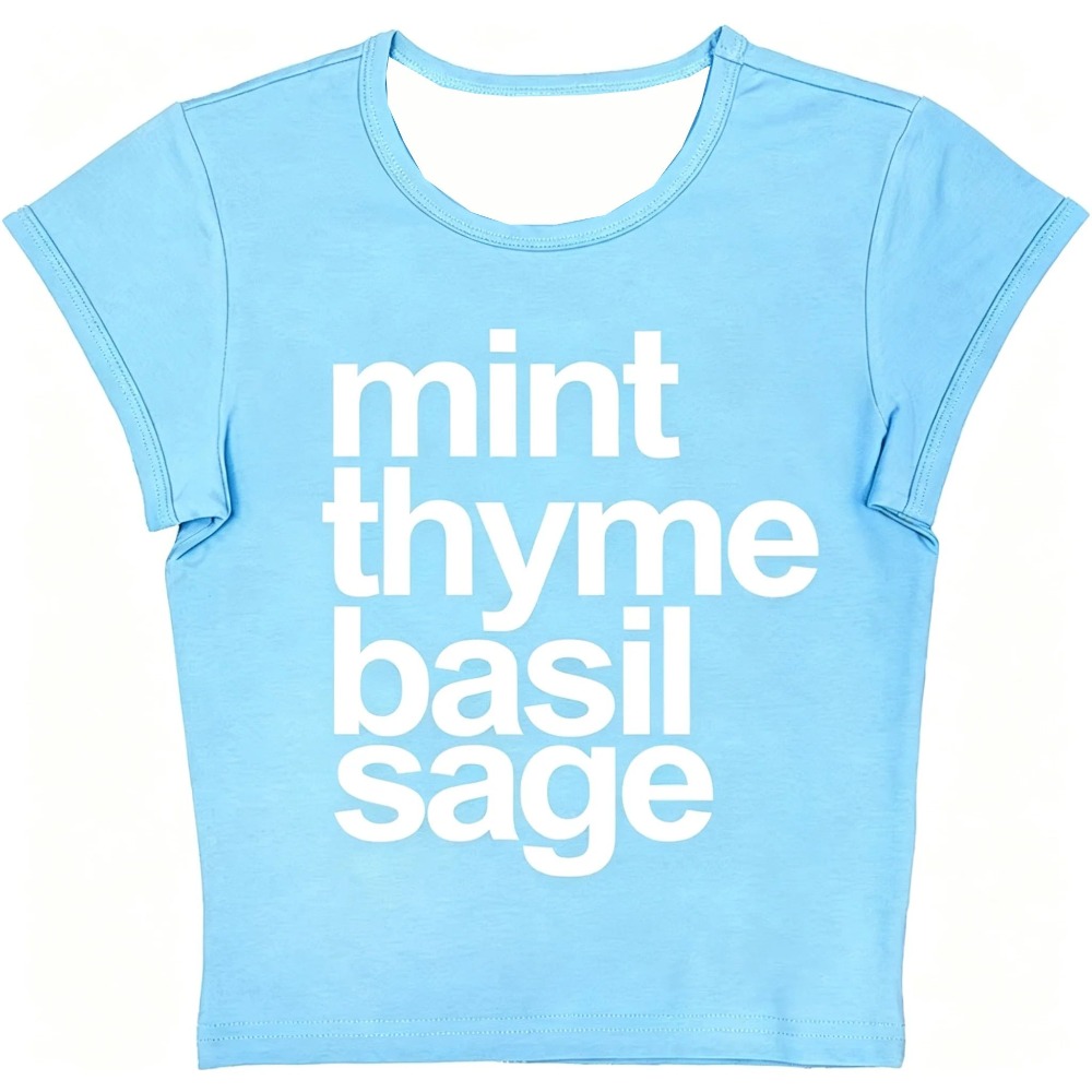 Herb Words Graphic Print Women - Y2K Graphic Baby Tee Crop review and price