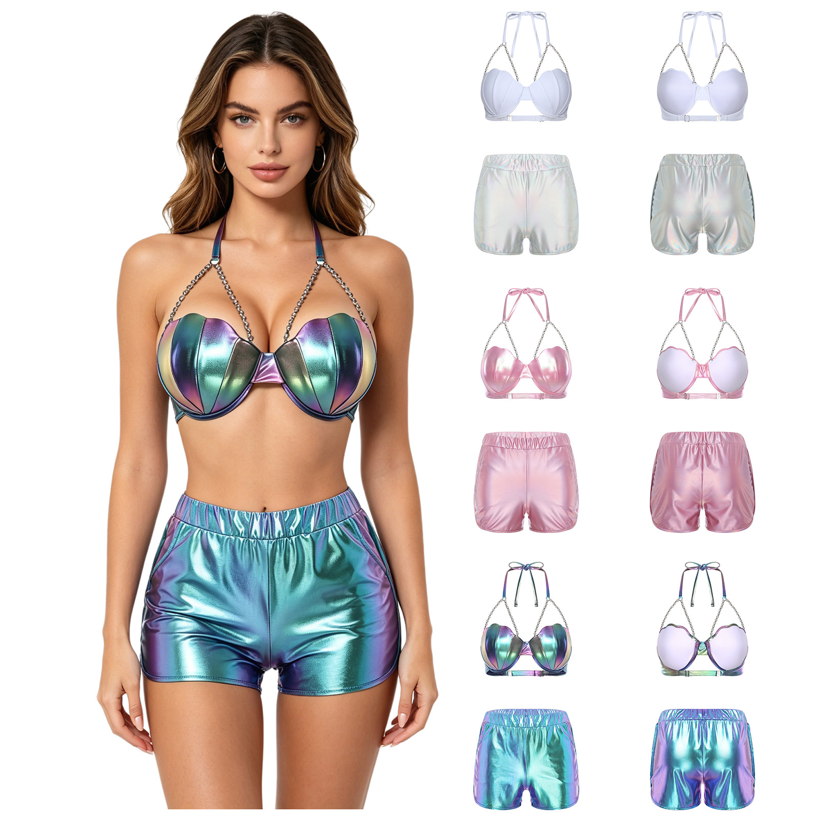 Women Metallic Shiny Swimwear  - Tops review and price