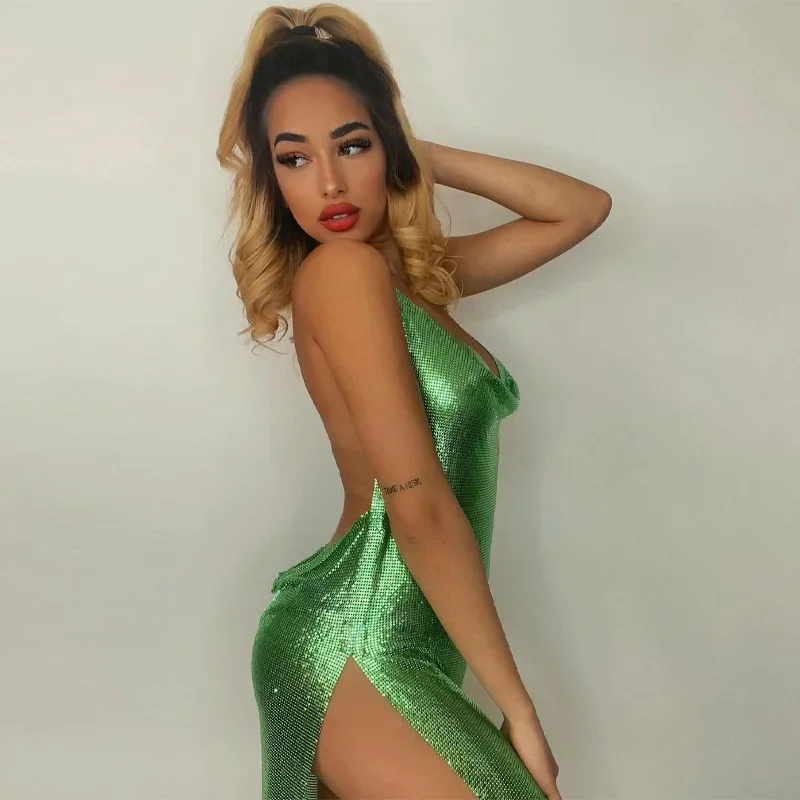 Gilding Mini Club Party Dress  - Y2K Backless Halter Mini Dress review and price
