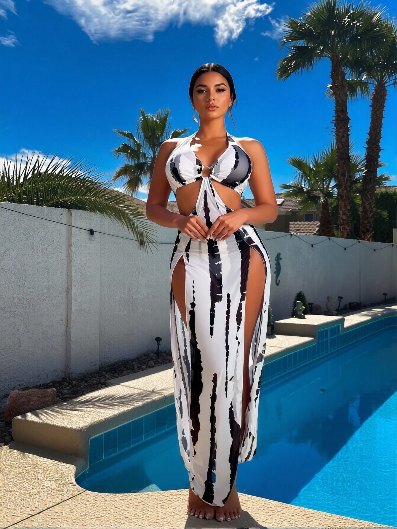 New Black White Tie Dye 3 Piec - Dresses review and price