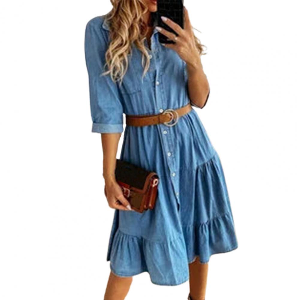 Denim Dress Three Quarter Slee - French Vintage Floral Midi Dress review and price
