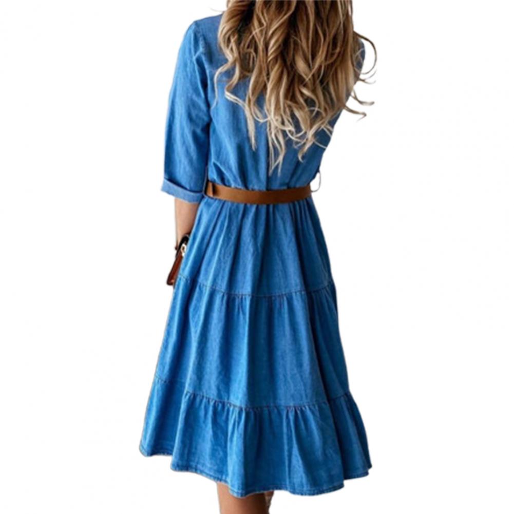 Denim Dress Three Quarter Slee - French Vintage Floral Midi Dress review and price