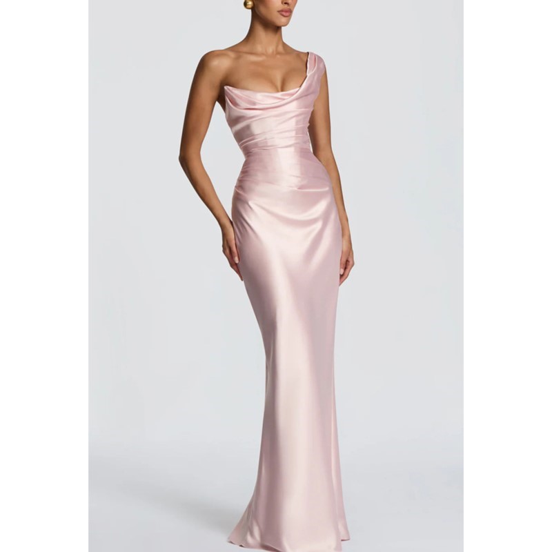 Sexy Slim Satin Dress Elegant  - Elegant Satin Evening Gown Split review and price