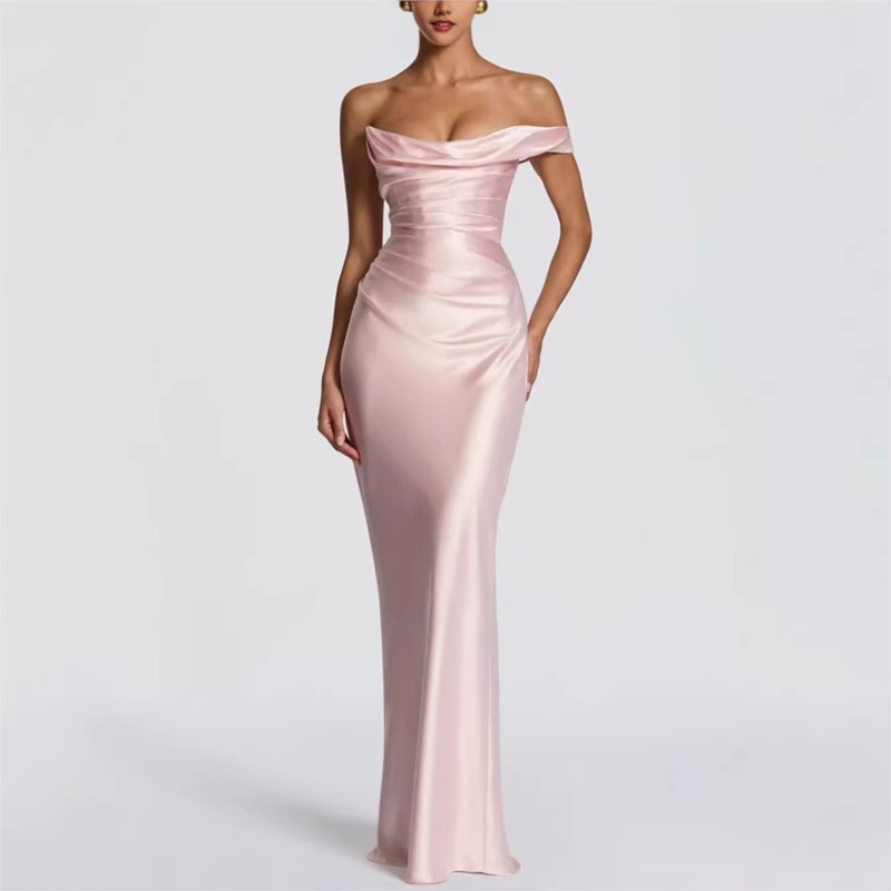 Sexy Slim Satin Dress Elegant  - Elegant Satin Evening Gown Split review and price