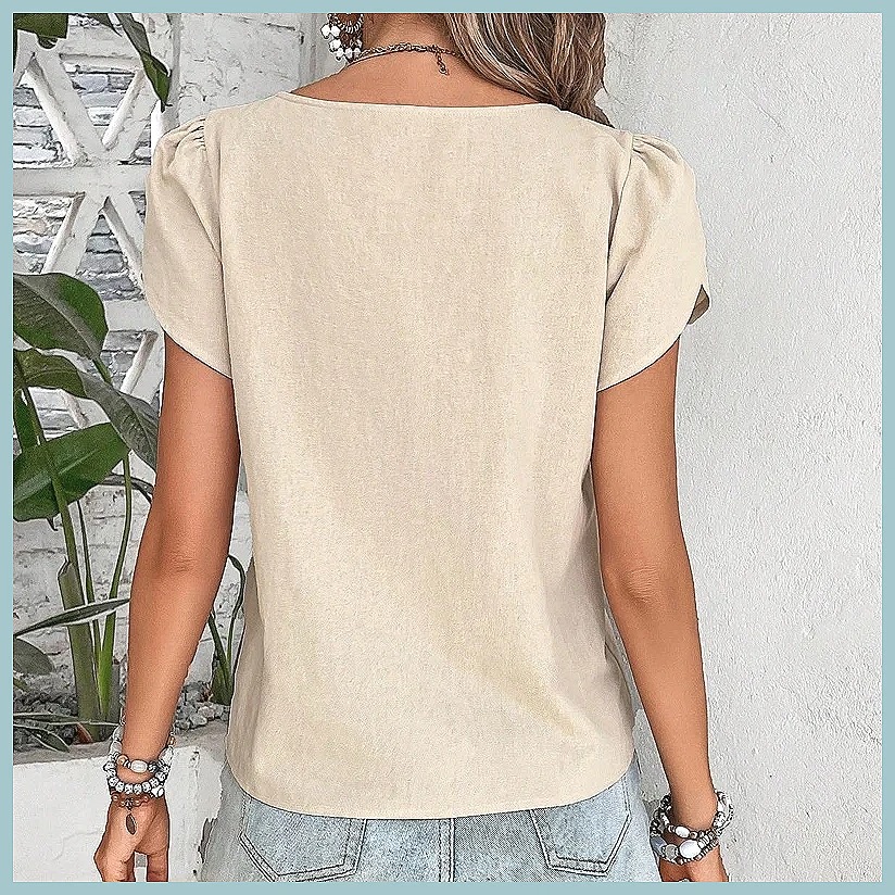2024 Summer Vintage Solid Colo - Blouses review and price