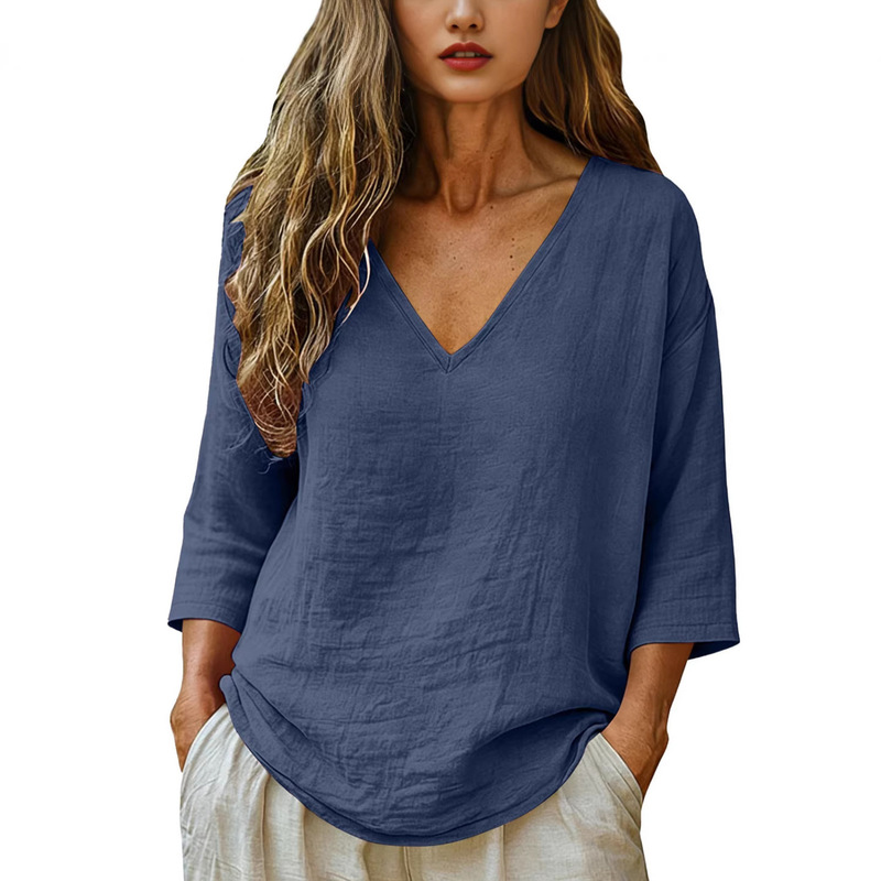 Women V Neck Seven Quarter Sle - Blouses review and price