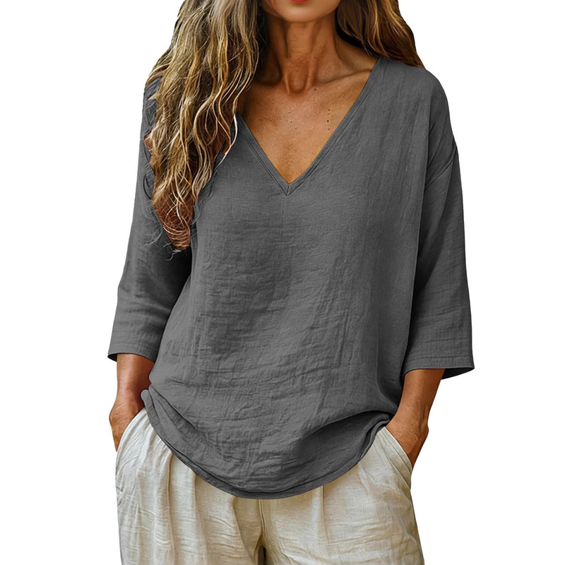 Women V Neck Seven Quarter Sle - Blouses review and price