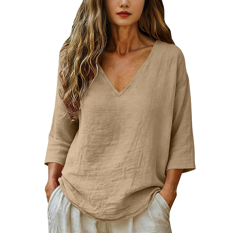Women V Neck Seven Quarter Sle - Blouses review and price
