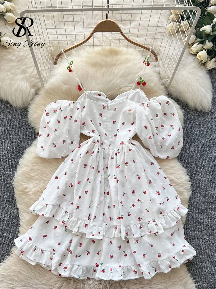 Fairycore Vacation Summer Dres - Off Shoulder Puff Sleeve Sundress review and price