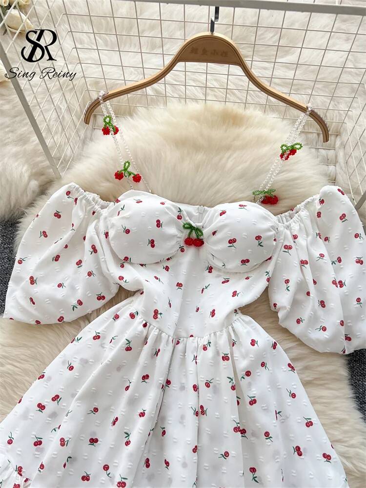 Fairycore Vacation Summer Dres - Off Shoulder Puff Sleeve Sundress review and price